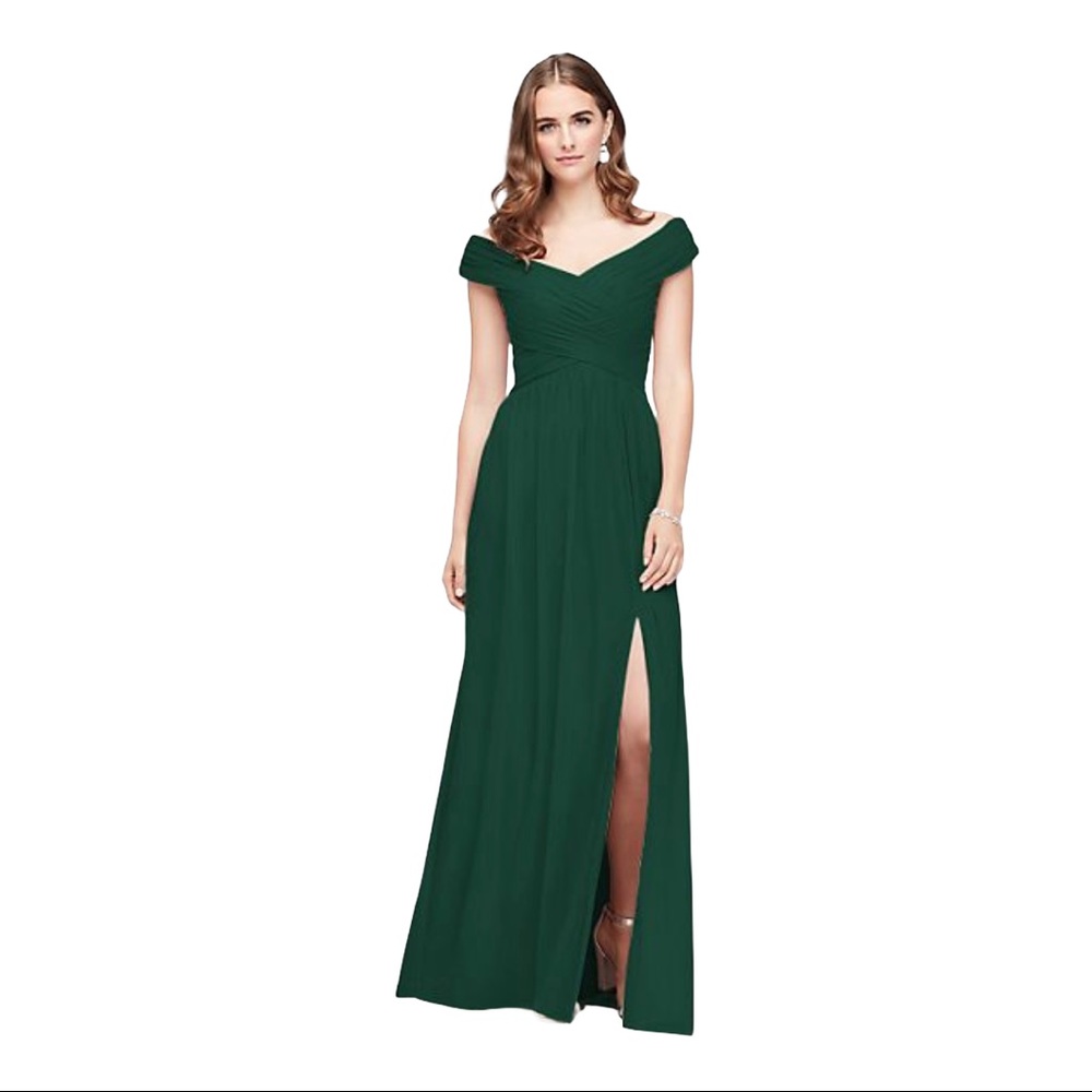 David’s bridal long mesh off the shoulder dress 6
